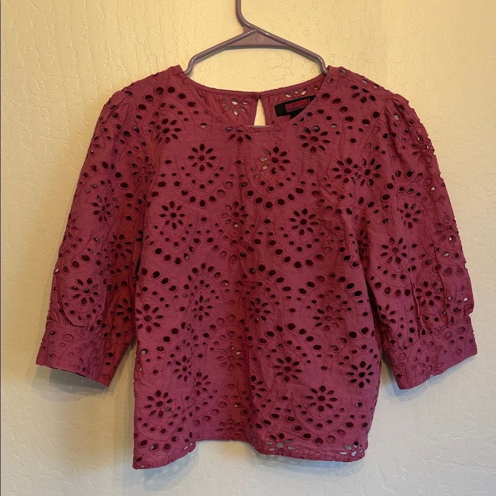 Elegant Lace Women's Blouse in Deep Pink